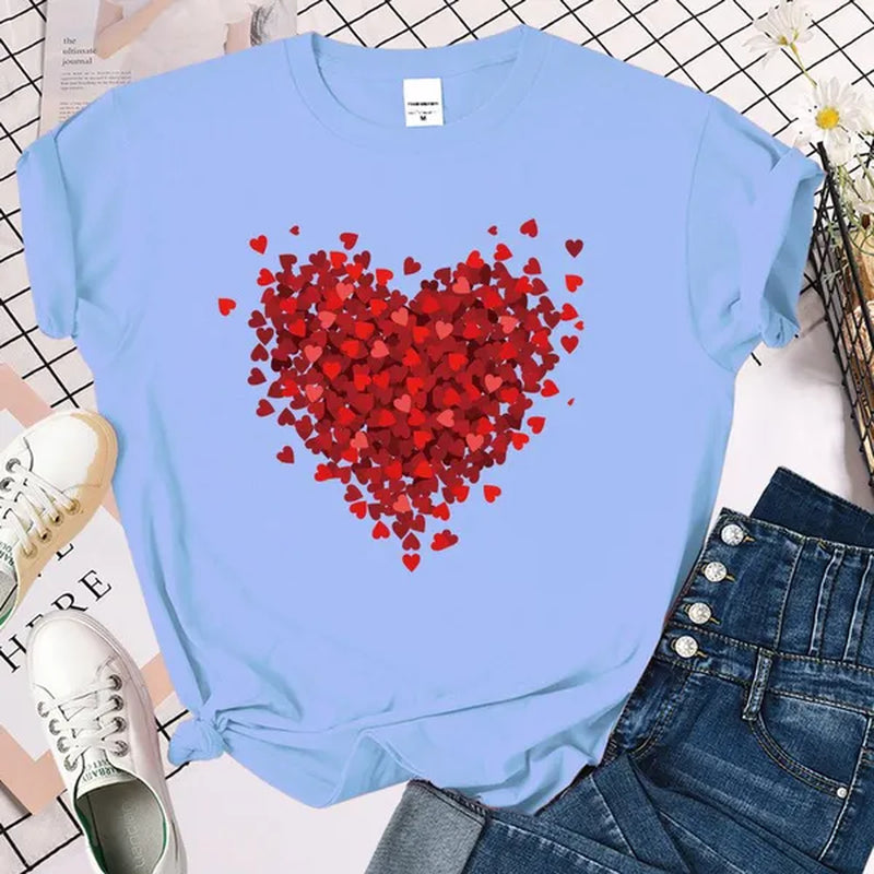 Valentines Day Double Heart Shirt Love Shirt for Girls Women Girl Heart T-Shirt Valentines Day Gifts