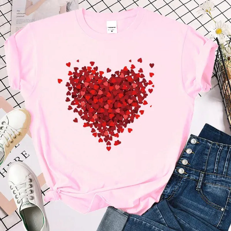 Valentines Day Double Heart Shirt Love Shirt for Girls Women Girl Heart T-Shirt Valentines Day Gifts