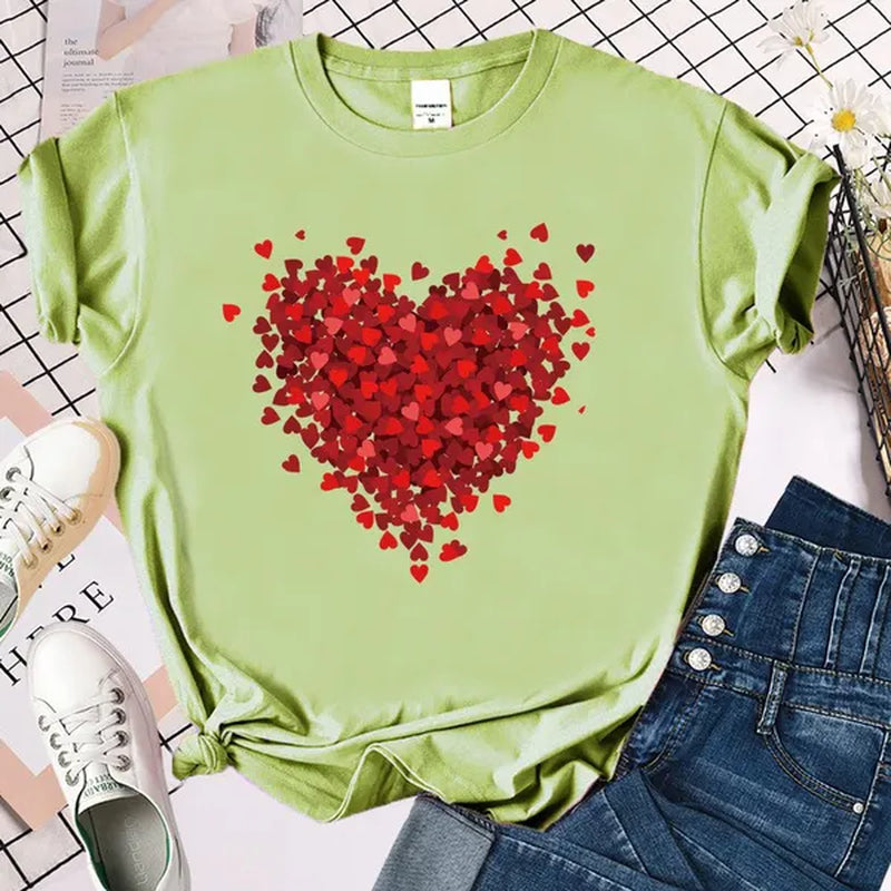 Valentines Day Double Heart Shirt Love Shirt for Girls Women Girl Heart T-Shirt Valentines Day Gifts