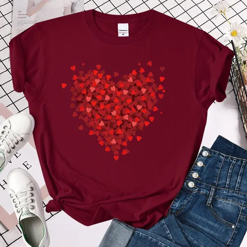 Valentines Day Double Heart Shirt Love Shirt for Girls Women Girl Heart T-Shirt Valentines Day Gifts