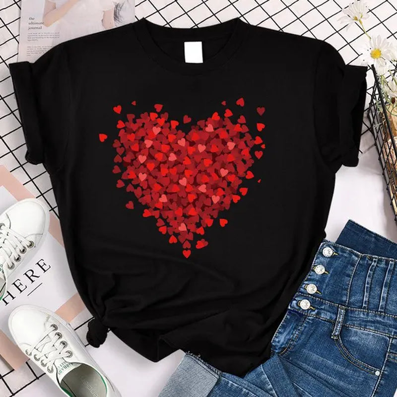 Valentines Day Double Heart Shirt Love Shirt for Girls Women Girl Heart T-Shirt Valentines Day Gifts