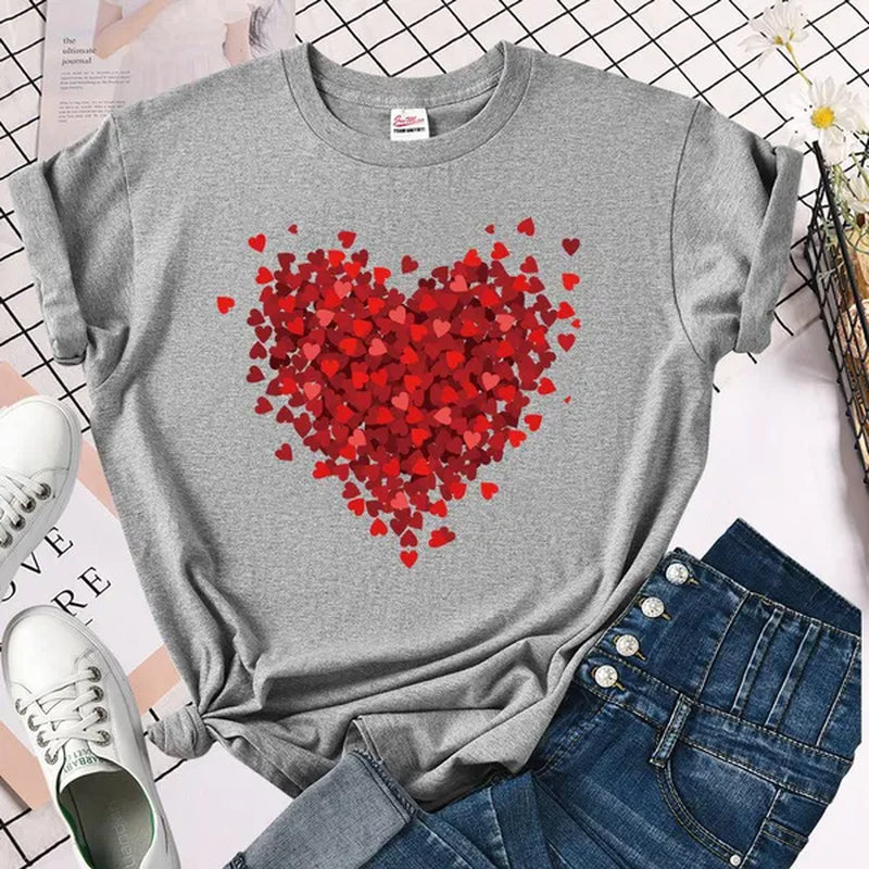 Valentines Day Double Heart Shirt Love Shirt for Girls Women Girl Heart T-Shirt Valentines Day Gifts